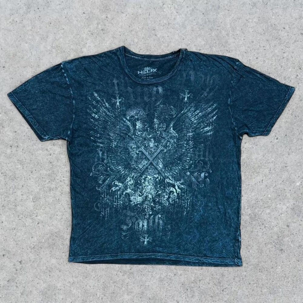 Y2K Helix Grunge Stone Washed Short Sleeve T Shirt